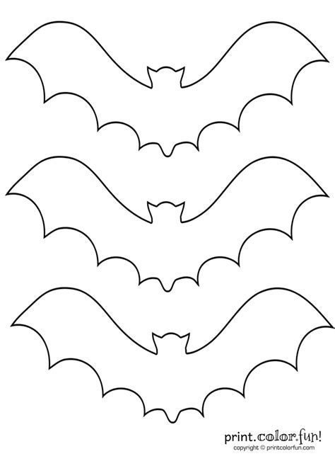 3 bat stencils coloring page - Print. Color. Fun!