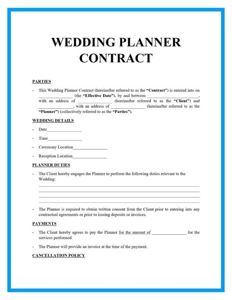 Wedding Planner Contract Template with Samples