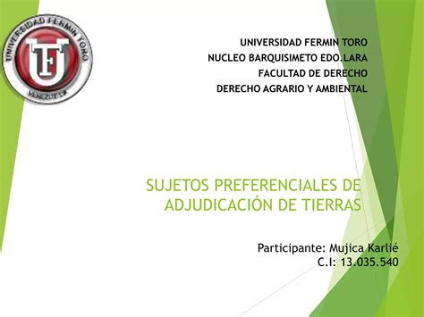 Derecho Agrario Sujetos Preferenciales de Adjudicación de Tierras PPT