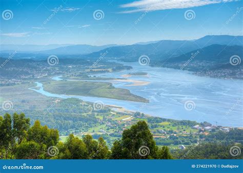 Aerial View of Minho River Making a Border between Spain and Por Stock ...