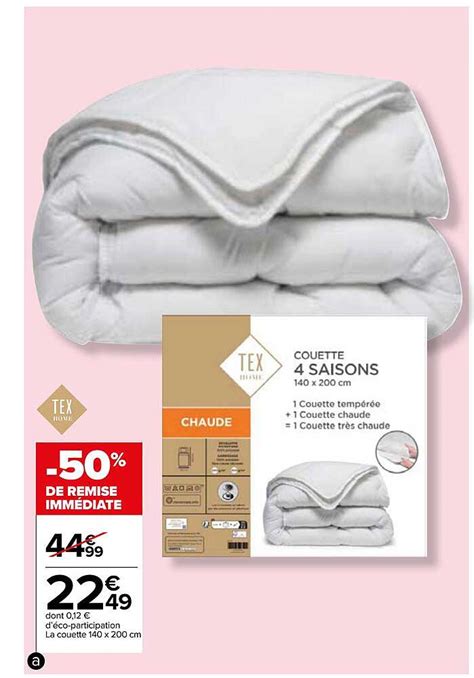 Promo La Couette 140 X 200 Cm Tex Home Chez Carrefour Market