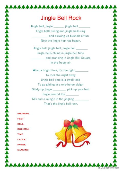 Jingle Bell Rock Song And Nursery Rh English Esl Worksheets Pdf Doc