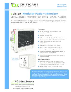 Fillable Online Site Physiciansresource Evision Modular Patient Monitor