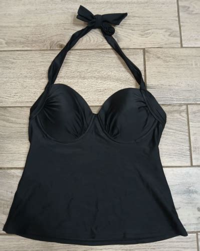 Merona Womens Small Black Underwire Halter Tankini Swim Top Nwt Ebay