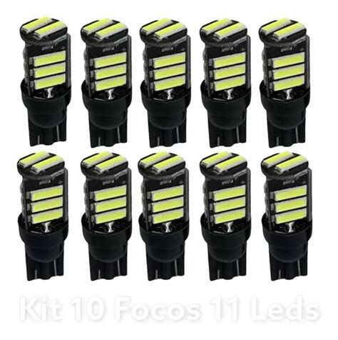 Kit 10 Focos De Pellizco T10 11 Leds Super Potente Blanco12v MercadoLibre