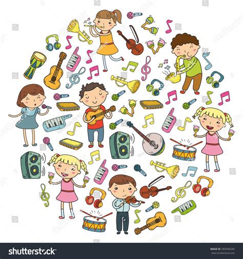 Music School Kids Vector Illustration Children 库存矢量图免版税780396295