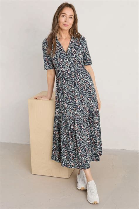 Seasalt Priddacombe Jersey Kleid Gots Muster Ceramic Floral