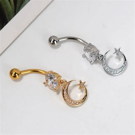 Women Stainless Steel Navel Belly Button Rings Summer Fashion Crystal