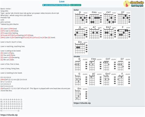 Hợp âm: Love - cảm âm, tab guitar, ukulele - lời bài hát | chords.vip