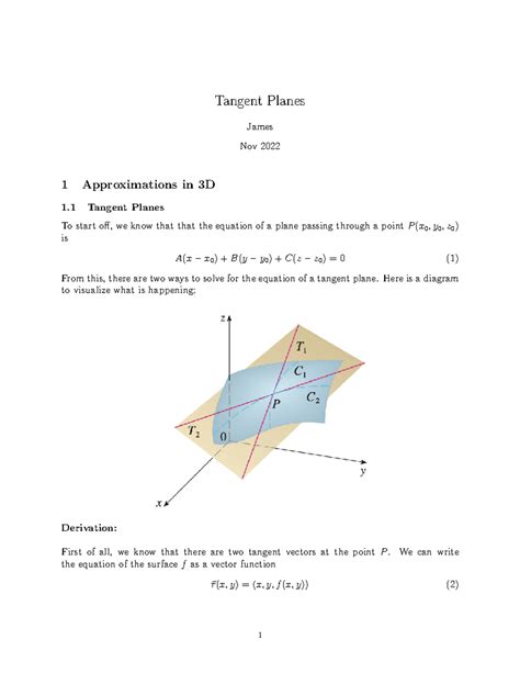 143 Tangent Planes Tangent Planes James Nov 2022 1 Approximations