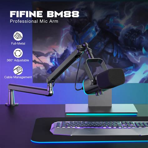 Fifine Bm88 Flexible Boom Arm Mic Stand Sturdy Low Profile Suspension