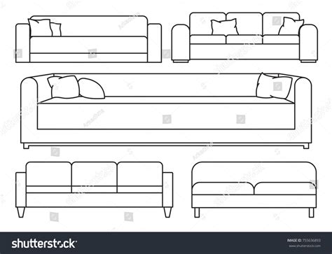 Sketch Set Isolated Furniture Vector Illustration Stock Vector (Royalty Free) 755636893 ...