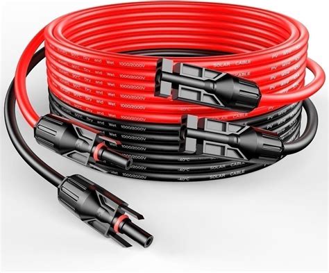 1 Pair Blackred Solar Panel Extension Cable Wire Solar Connectors 10 Awg Gauge Ebay