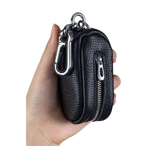 Egg Style Cowhide Key Organizer Case Genuine Leather Car Keychain