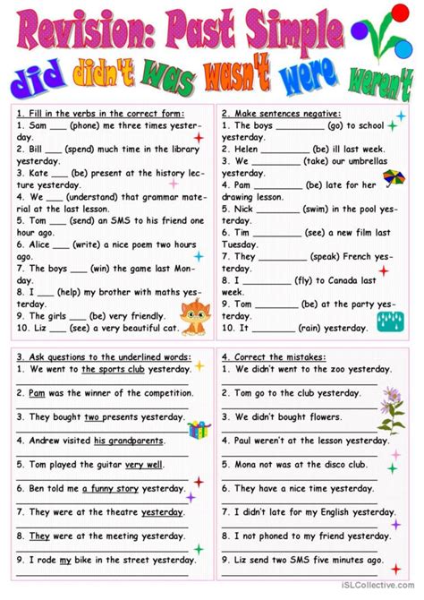 Revision Past Simple English Esl Worksheets Pdf Doc