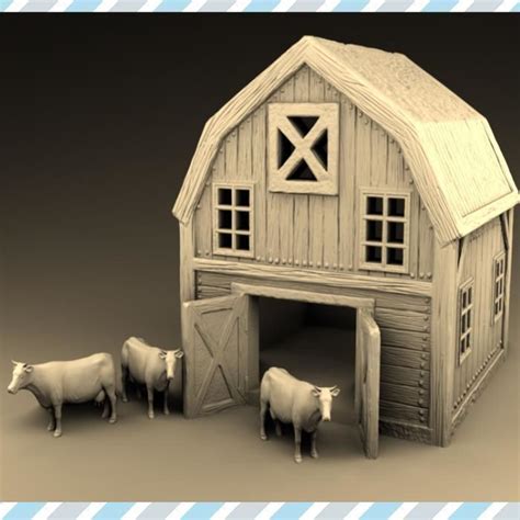 Farm Farm Barn With Cows 3d Model 3d Printable Cgtrader