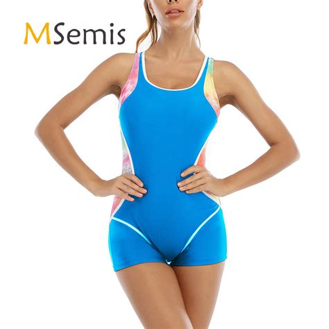 Womens Color Block One Piece Swimsuit For Beach Pool Back Keyhole