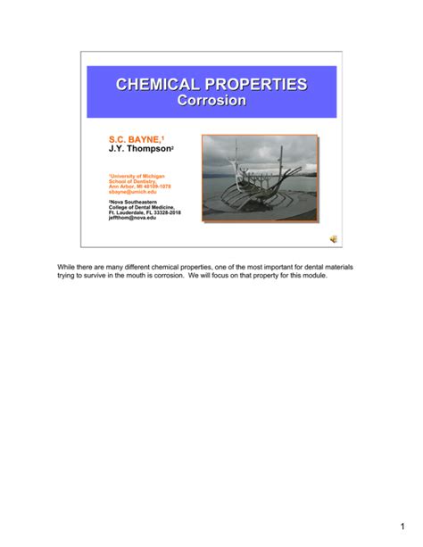 CHEMICAL PROPERTIES Corrosion