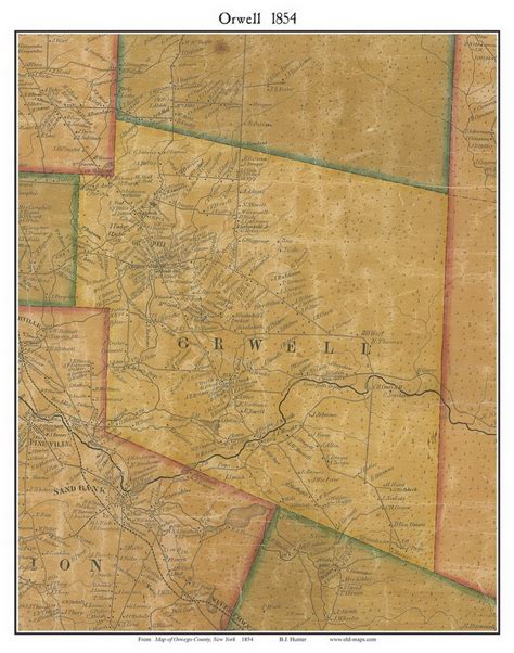 Orwell 1854 Old Town Map With Homeowner Names New York Reprint Genealogy Oswego County Ny Tm Etsy