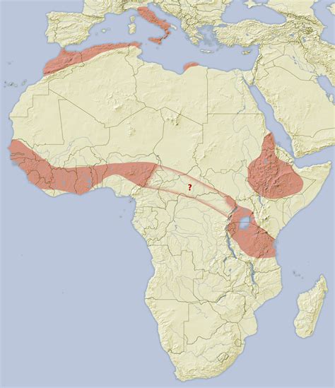 Map Of The Incredibly Bizarre Range Of The African Crested Porcupine ...