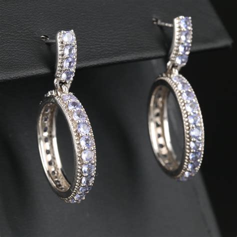 Sterling Silver Tanzanite Hoop Earrings Ebth