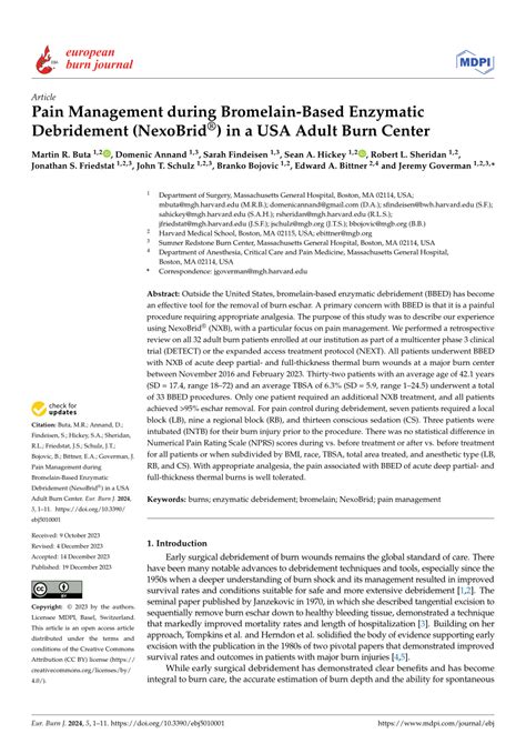 Pdf Pain Management During Bromelain Based Enzymatic Debridement