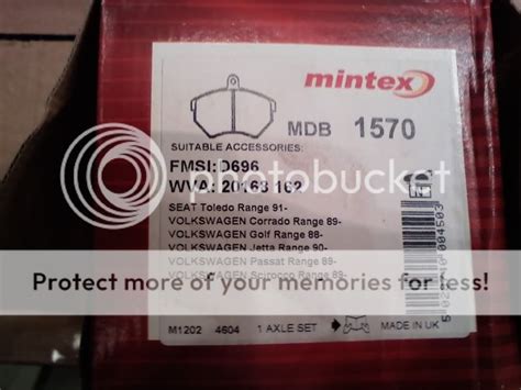 Fs Mintex Brake Pads Vw Vortex Volkswagen Forum