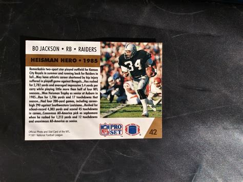 Pro Set Football Bo Jackson Heisman Hero Raiders Ebay