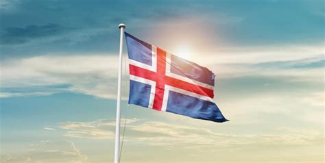 Premium Photo Iceland National Flag Waving In The Sky