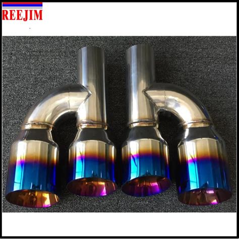 Blue Burnt Dual Universal Exhaust Pipe Tip Muffler Tip Polished