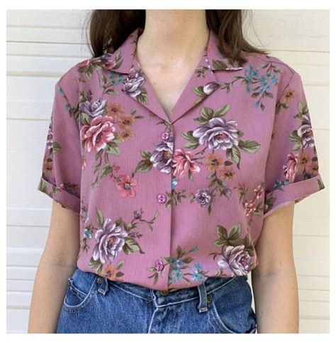 Beautiful Plum Purple Vintage Floral Button Up Shirt Depop Button