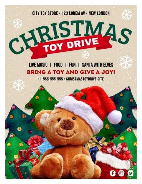 Christmas Toy Drive Flyer Template Postermywall