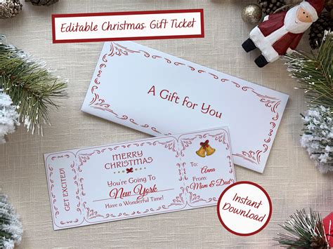 Editable Christmas Gift Ticket for a Trip or Event Printable, Includes ...