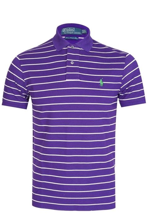 Polo Ralph Lauren Custom Fit Striped Polo Purple