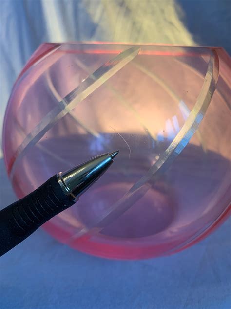 Pink Cut Glass Bowl Diagonal Cut To Clear Decorative Bowl Vase Etsy