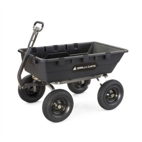 Gorilla Carts Heavy Duty Poly Yard Dump Cart Garden Wagon With 16 Inch