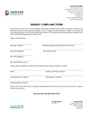 Fillable Online Board Of Ethics Complaint Form Fax Email Print PdfFiller