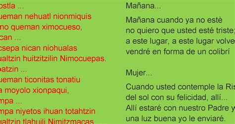 Canciones náhuatl y su traducción en español