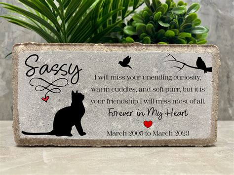 Personalized Cat Memorial Stone X Stone Brick Burial Marker Indoor