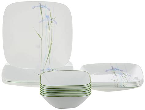 Buy Corelle 18 Piece Vitrelle Glass Shadow Iris Square Chip And Break