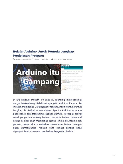 Belajar Arduino Untuk Pemula Lengkap Penjelasan Program S1 Sistem Komputer S Kom Pdf