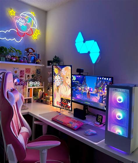 Cute Pinkblue Gaming Pc Setup Aesthetic Pc Games Setup Gamer Setup