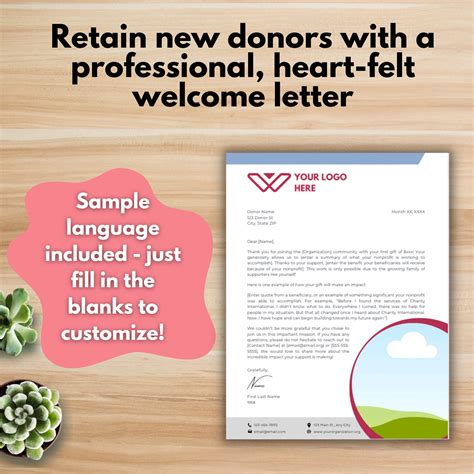 NEW DONOR WELCOME Letter - Canva Template, Customizable, Editable