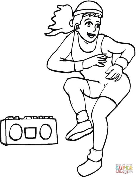 Aerobics With Music Coloring Page Free Printable Coloring Pages