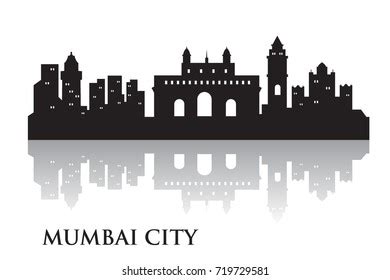 Mumbai Skyline Silhouette Skyline Vector City Stock Vector Royalty