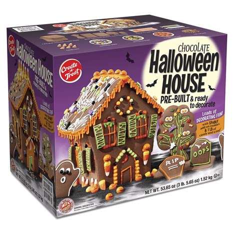 Create A Treat Chocolate Pre Built Halloween House Kit Include Chocolate Cookie House With Ghost