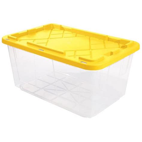 Greenmade 27 Gal Snap Lock Storage Box Clear And Yellow Pack Of 4