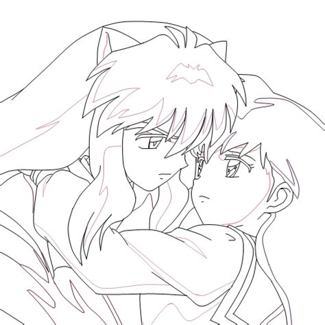 Inuyasha And Kagome Coloring Pages Sketch Coloring Page