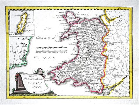 Antique Map Of Wales Old Cartographic Map Antique Maps Digital Art