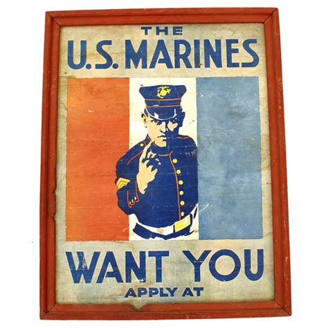 Original Us Wwi Marine Enlistment Poster The Marines Want You